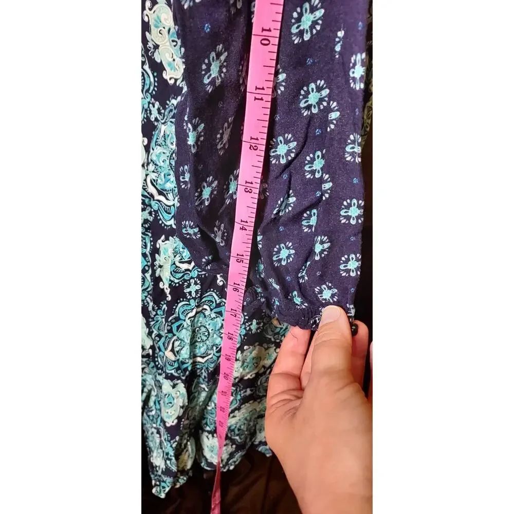 Justice Knee Length Keyhole Dress with Ruffle and 3/4 Sleeves Girls Size 16